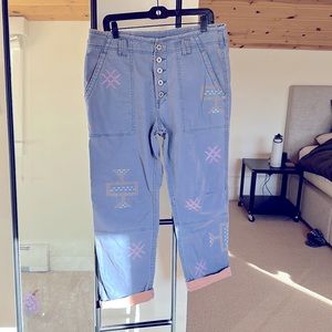 Embroidered light blue pants